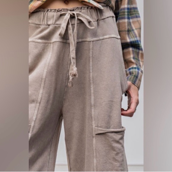 Easel Women's Wide Leg Tan Pants - Picture 2 of 15